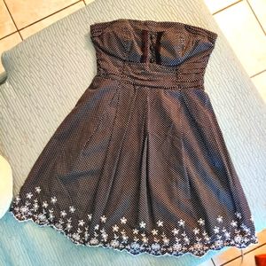 Cute Polkadot Lace Button Floral Party Dress Padded Strapless Sexy Bodycon Flare
